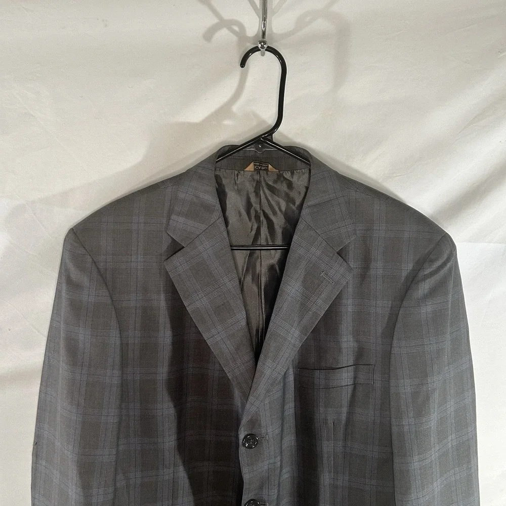 Luca Rossi Italia‎ 40S Gray Plaid Sport Coat Blazer Super 150s 3 Button